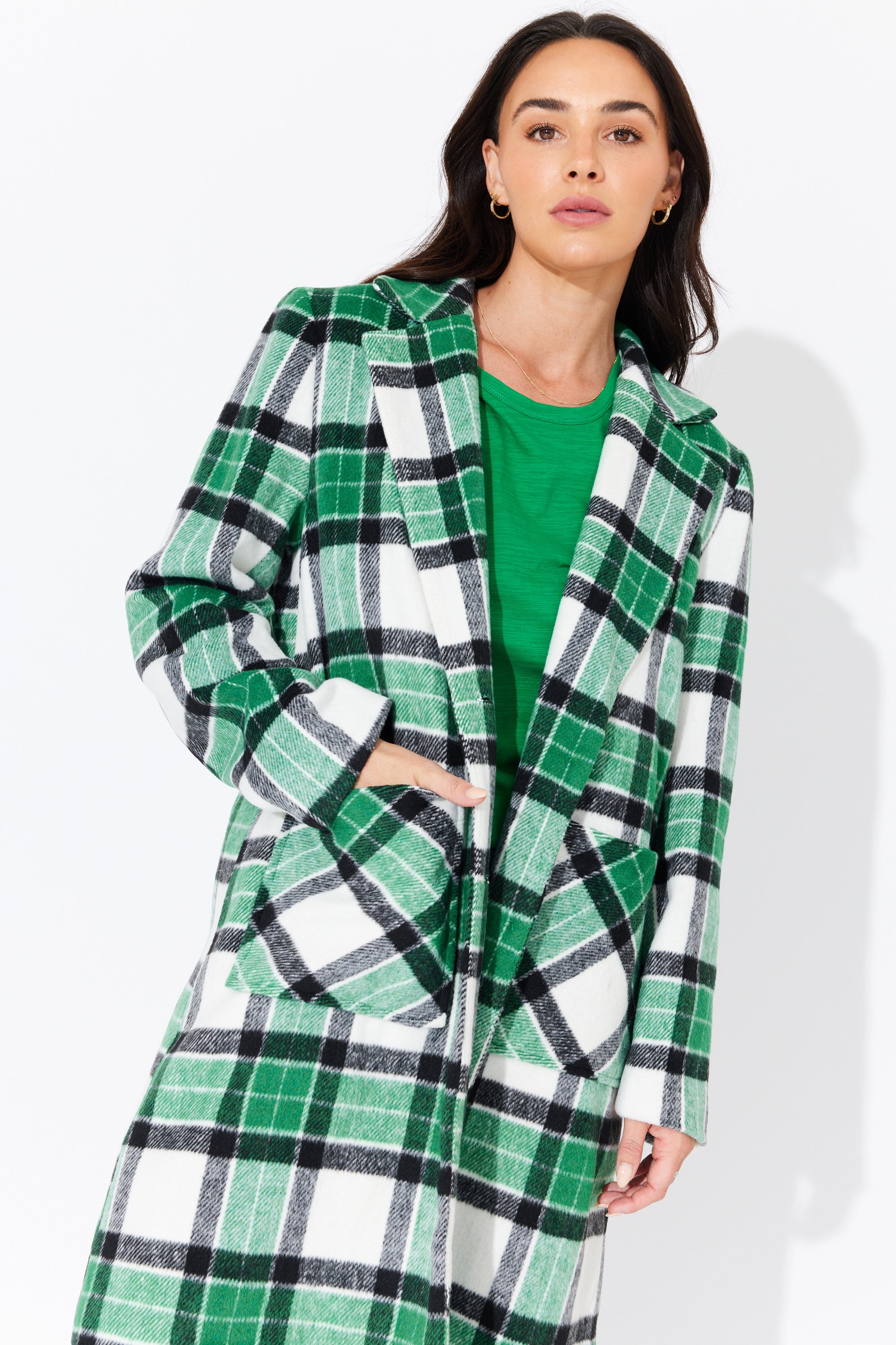 Green checked sale coat